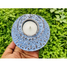Wooden Block Stamp's Shimmering Moon Hand-Carved Blocks Tea-Light Holders, Hand Engraved Art, Tealight Stand for Home